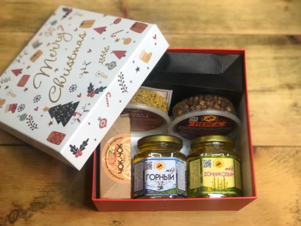 Подарочный набор Короб здоровья с алтайским медом и продуктами пчеловодства